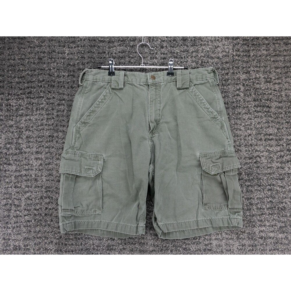 Carhartt Cargo Shorts Mens 34 Actual 33 Inseam 9.5 Green Cotton Canvas Workwear